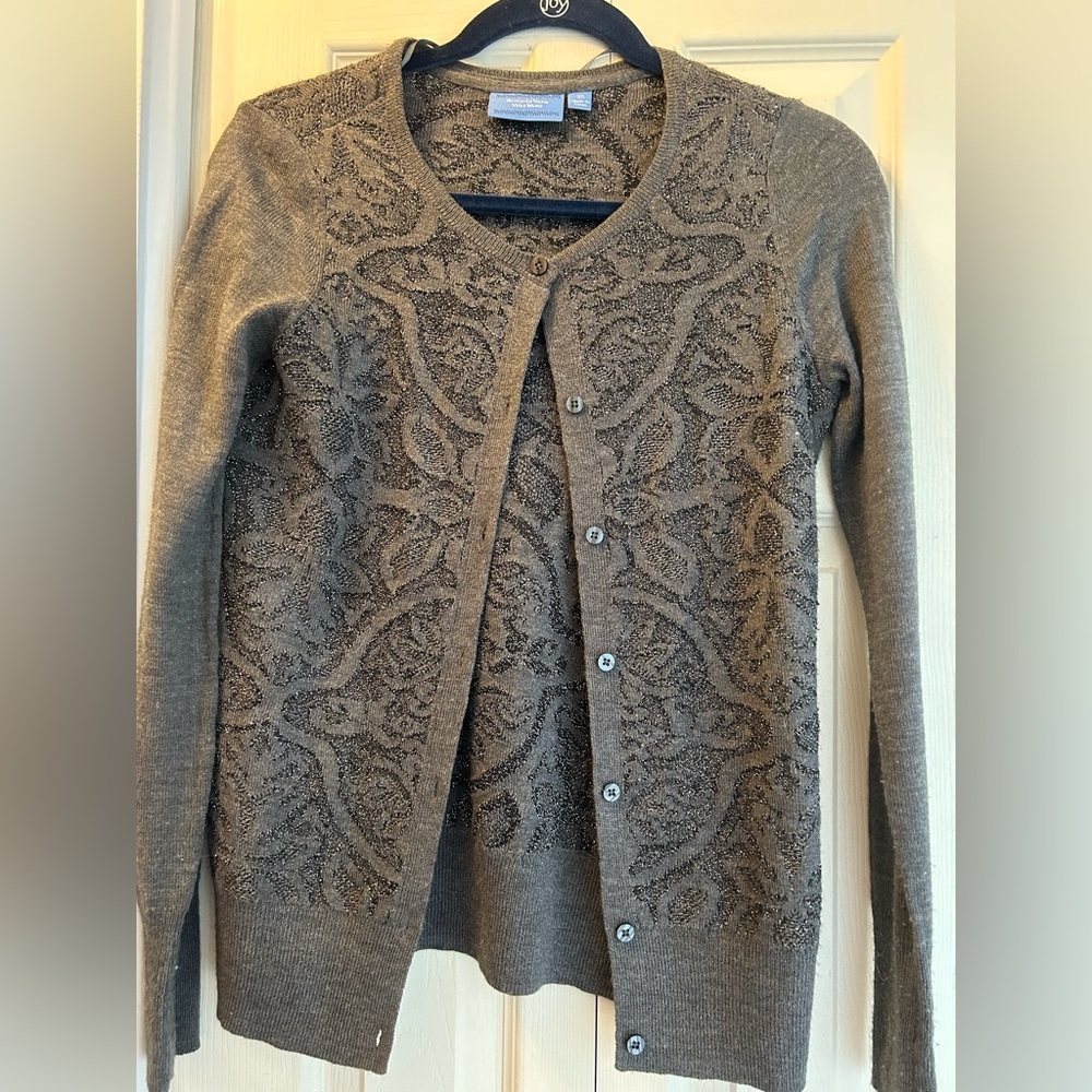 Simply Vera Vera Wang Textured Gray Cardigan